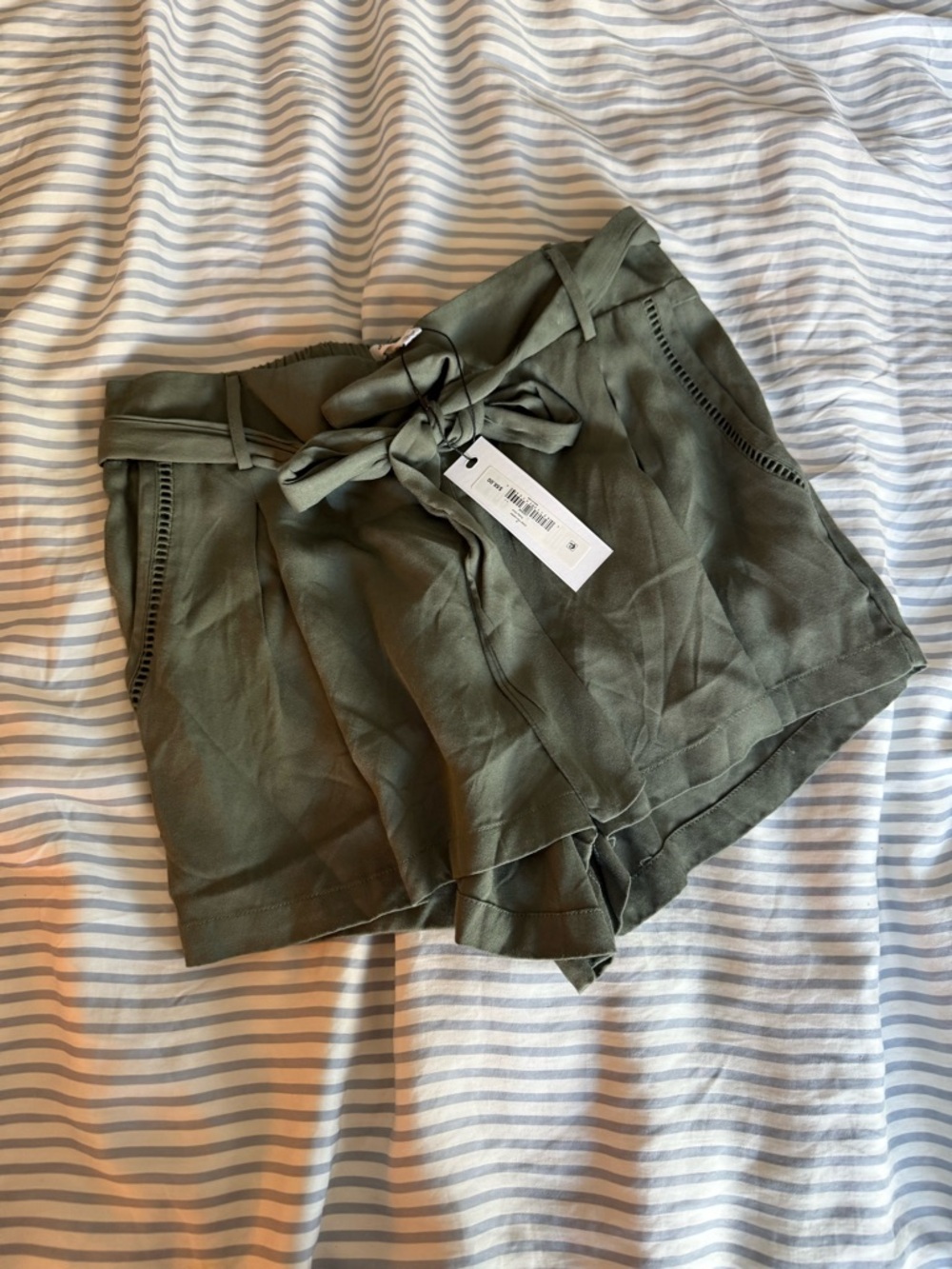 Steve Madden Olive Tie-Waist High-Rise Shorts